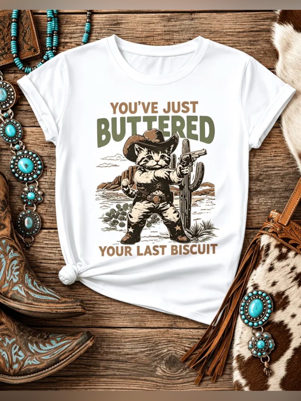 Western Kitty Gunslinger Graphic Tee Shirt